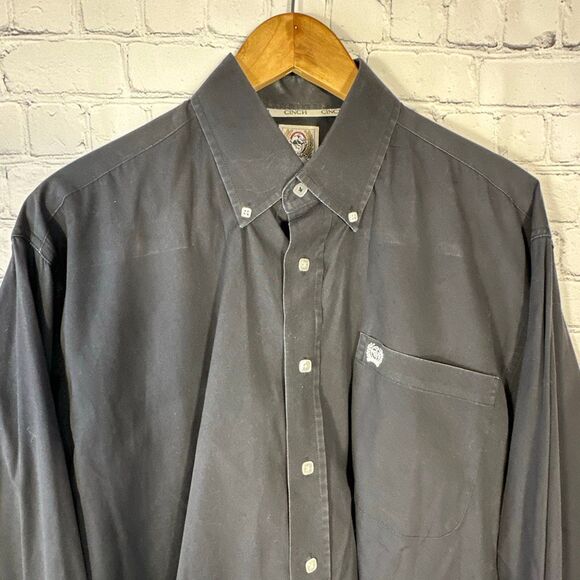 Cinch Shirt Men’s Medium Black Button Down Shirt Long Sleeve Western Rodeo Cowbo - Picture 2 of 7